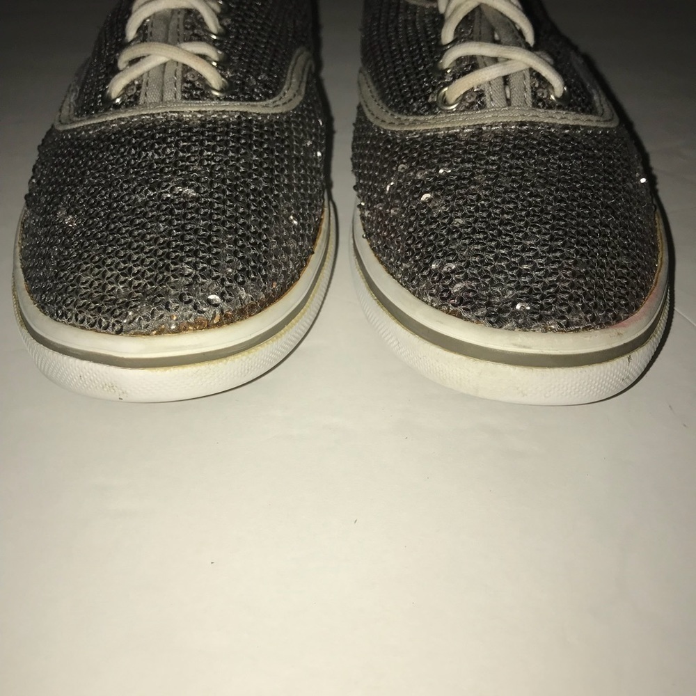 Vans Silver Sequin Sneakers Tennis Shoes - Picture 6 of 7